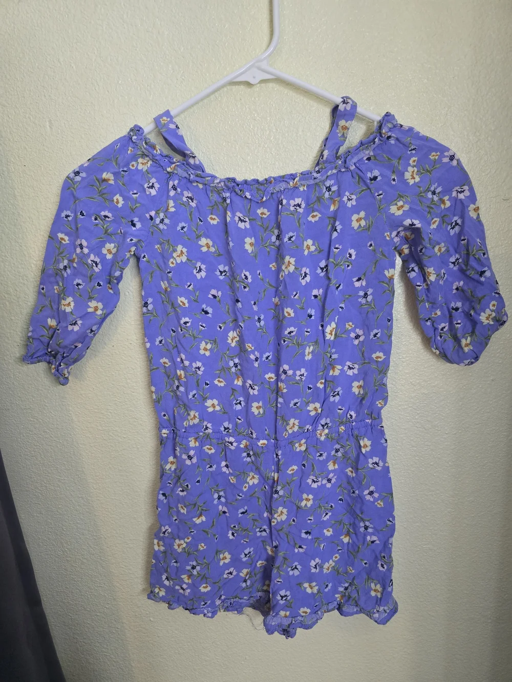 The Children's Place Lavender Floral Off-Shoulder Romper